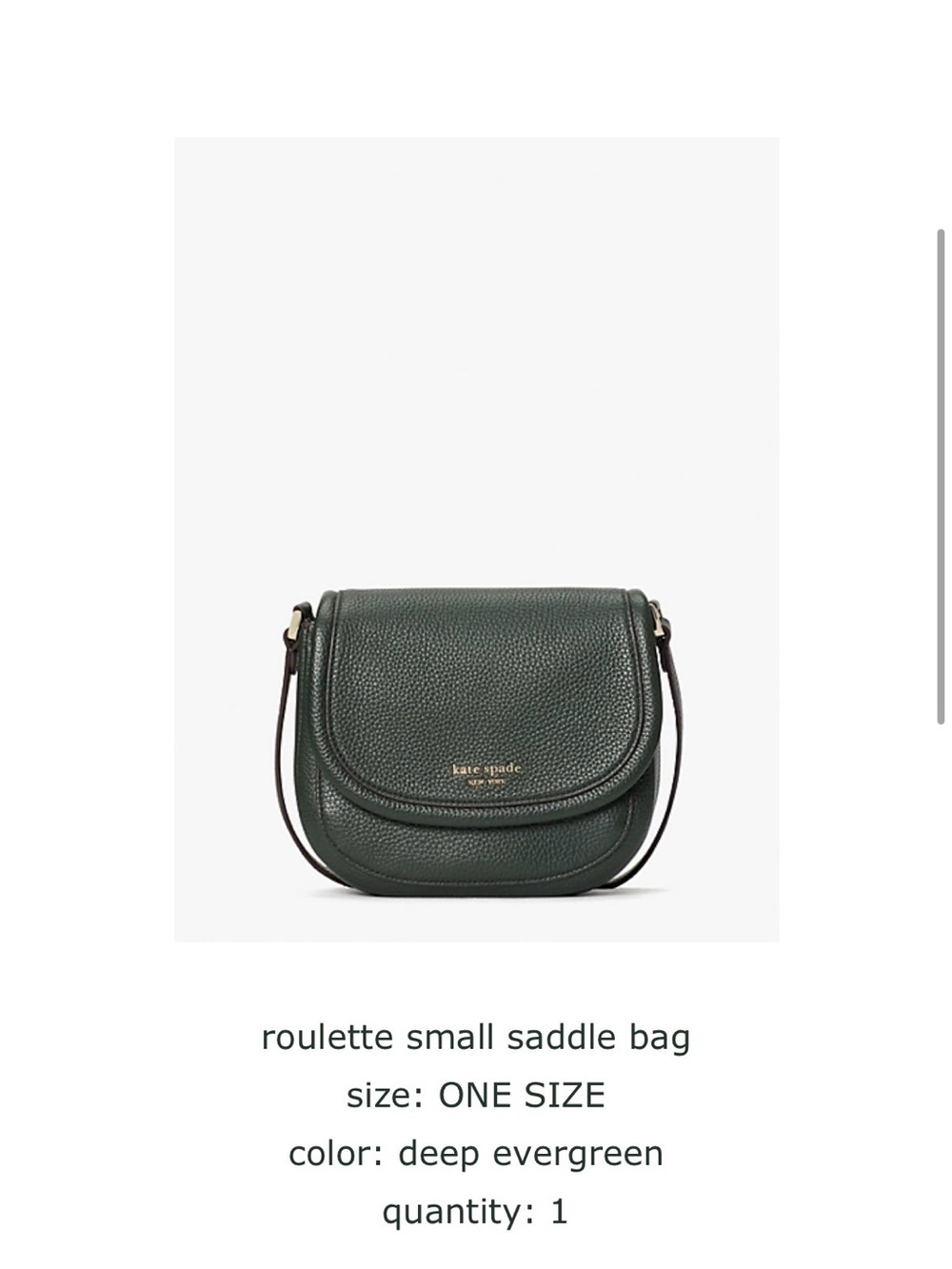 kate spade deep evergreen pebble leather saddle crossbody